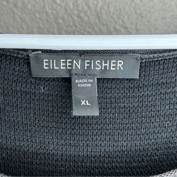 Eileen Fisher black Silk Sheen Stripe knit pullover sweater women’s size XL - Picture 4 of 7